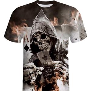 Ximalaya Ramidos Heren Schedel 3D Printing Tees Shirt T-shirt met korte mouwen Blouse Tops XL zwart