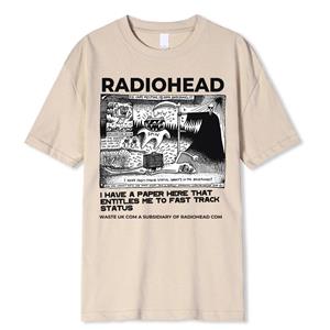 Enter Boutique Sports Clothing Collection Radiohead T-shirt Heren Vintage Klassieke Straat Tees Noord-Amerika Tour Rock Boy Camisetas Hombre Oversized Tops XS