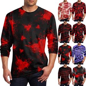 Ximalaya Heren T-shirt O-hals Kleding Kleding Buiten Lange Mouw Print Modeontwerper Vintage XL cinnaber