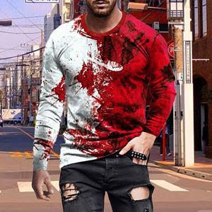 Womens blouse shirts Nieuwe 3D Graffiti Print Heren T-shirts Lange Mouw T-shirts Ronde Hals Casual Pullover Herenkleding Plus Size XS wit