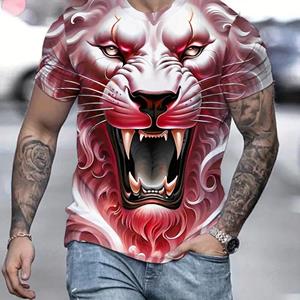 ETST 06 Tijgerprint T-shirt 3D-dier Herenoverhemden Zomer Korte mouwen Heren Pullover Oversized Tops Tees Herenkleding S