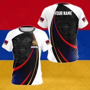 ETST0013 Armeense vlag en wapen grafische T-shirt zomer casual trui herenmode losse T-shirts jongens oversized korte mouwen tops 6XL S