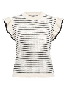 Jacqueline de Yong carice s/l frill pullover knt no 15360345 cloud dancer