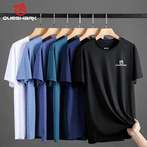 Queshark Reflecterende Heren Snel Droog Korte Mouw Sport Hardloop T-shirt Ademende IJs Zijde Fitness Tops Gym Workout T-shirts L wit