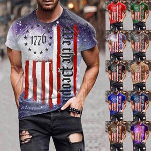 Ximalaya (Qunide) Onafhankelijkheidsdag heren T-shirts, heren Amerikaanse vlag grafische T-shirts Amerikaanse patriottische vintage T-shirt met korte mouwen XXXXL rood