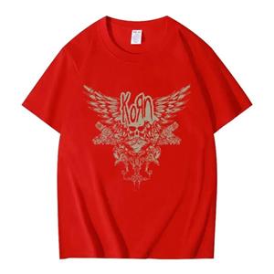 Enter Boutique Sports Clothing Collection Zomer Korn Skull Wings Zwart T-shirt Dames en Heren Metal Gothic Rock Band T-shirts Vintage Plus Size T-shirt Katoenen Tops XS