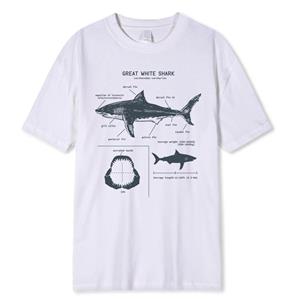 Comfortable season Great White Shark Anatomy T-shirt Nieuwe zomer heren straat korte mouw hiphop punk stijl jongen casual tops mode witte tees S beige