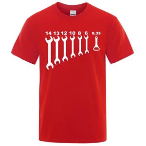 Comfortable season Vintage Schroefsleutel Opener Monteur T-shirts Heren Auto Fix Engineer Katoenen T-shirt Korte Mouw Grappige T-shirts Top Tee Herenkleding S beige