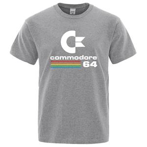 Comfortable season Losse heren T-shirts Zomer Commodore 64 Print T-shirt C64 SID Amiga Retro Cool Design Street Korte Mouw Top Tee Katoenen Kleding S beige