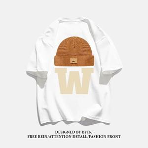Comfortable season Zomer Mode Zwaargewicht Retro Heren Engelse Letters 100% Katoen Gedrukt Ronde Hals Hoogwaardige Casual Fitness Straat T-shirt S beige