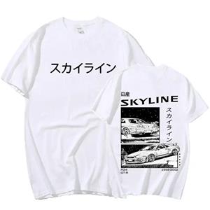 Comfortable season Heren katoenen T-shirt Drift Japan Anime AE86 Inifirst D Zomer Casual T-shirt Unisex R34 Skyline GTR JDM Oversized Print T-shirts S beige