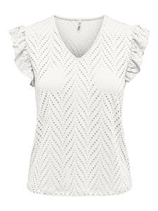 Only Onlsmilla sl v-neck frill top jrs off-white