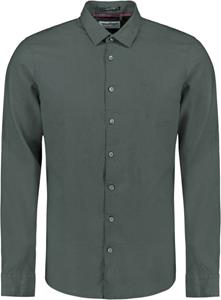 No Excess Shirt solid with linen dark steel