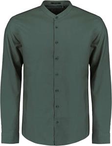 No Excess Shirt granddad solid with linen dark steel
