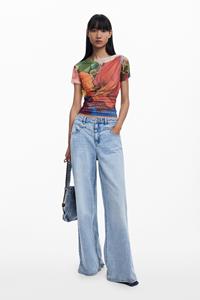 desigual Draperen chiffon T-shirt - ORANGE