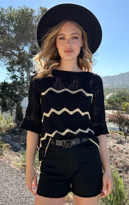 The Musthaves Lurex Gehaakte Top Zwart