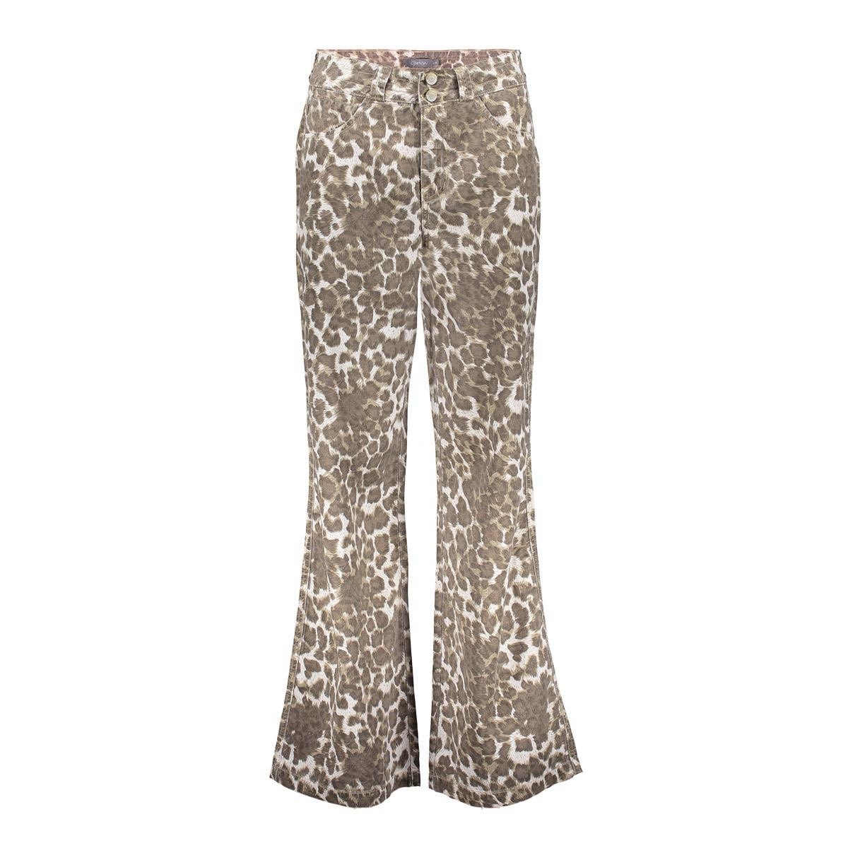 Geisha Jeans wide leopard zand dessin