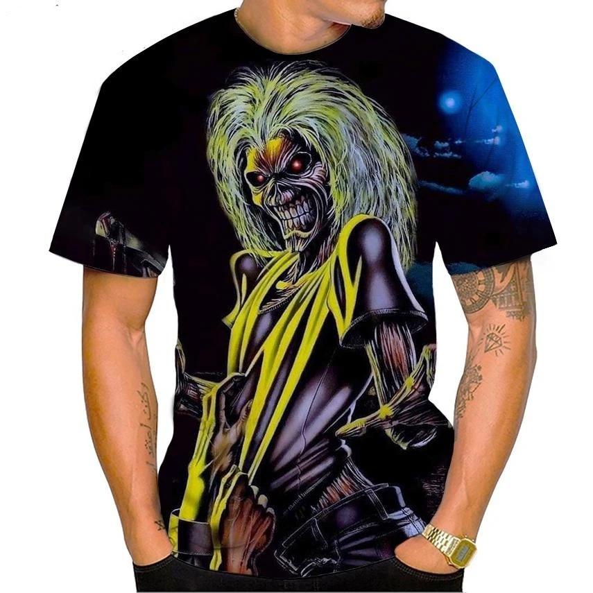 ETST 011 Hot Selling Nieuwe Live Dead 3D-print T-shirt Rockmuziek Ronde hals Korte mouw Heavy Metal Mode Casual Heren Unisex Top S