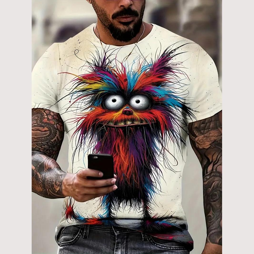 ETST 006 Zomer heren T-shirt Street Casual korte mouw Cartoon 3D print Grappige dieren T-shirts Mode Streetwear Herenkleding S