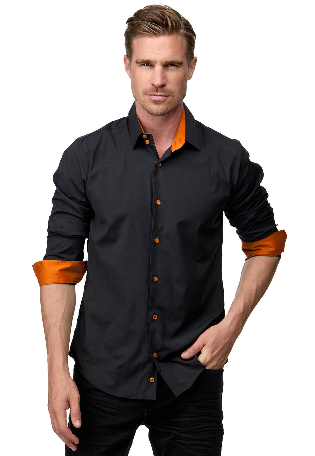 Rusty Neal Italian-style heren overhemd slim fit model zwart -