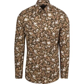 Suitable Overhemd Lange Mouw  Overhemd Paisley Groen Beige