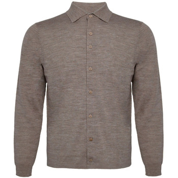 R2 Amsterdam Overhemd Lange Mouw  Knitted Pull Shirt Merino Taupe