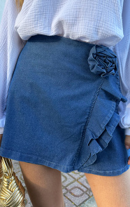 Jurkjes Spijker Skort Met Bloem Detail Blauw