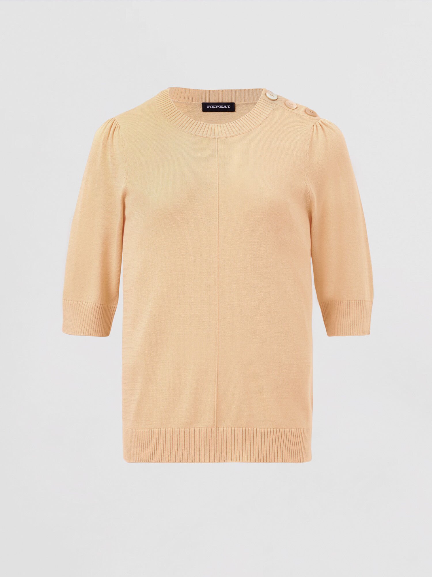 REPEAT cashmere Trui van katoenmix met korte mouwen