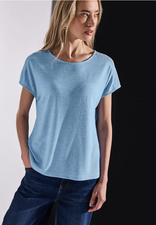STREET ONE T-shirt met kanten detail