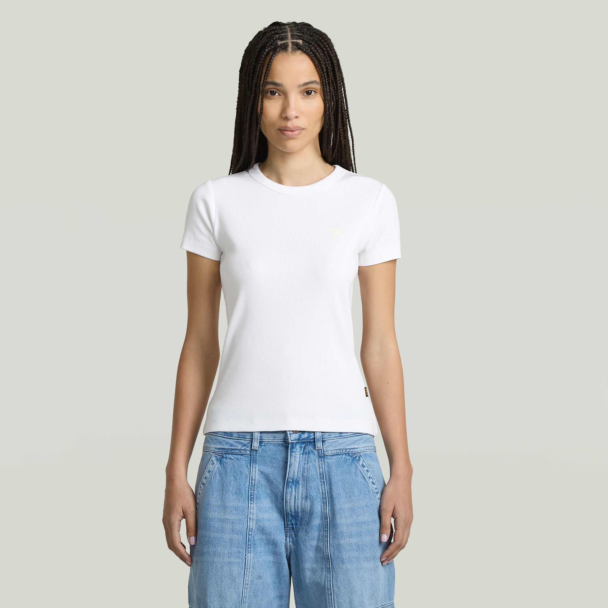 G-Star RAW Rib Cap Sleeve T-shirt - Wit - Dames