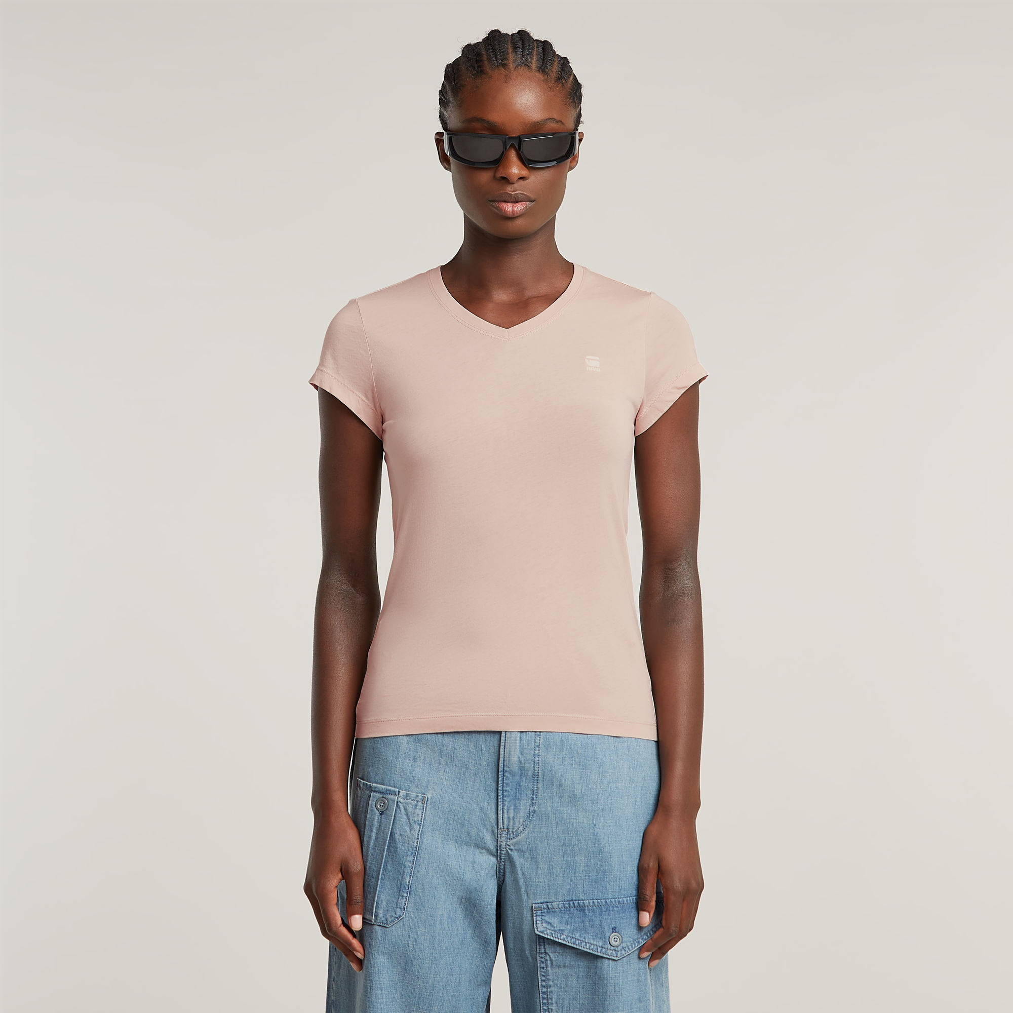 G-Star RAW Eyben Slim V-hals T-shirt 2.0 - Roze - Dames