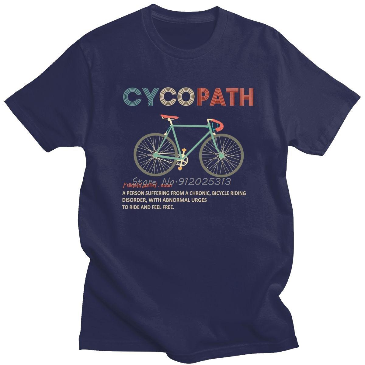 HerSight Cotton Vintage Tshirt Men Cycopath Funny Cycling For Cyclists And Bikers T-Shirt Streetwear MTB Tees Shirt Short Sleeved Cotton T Shirt S wit
