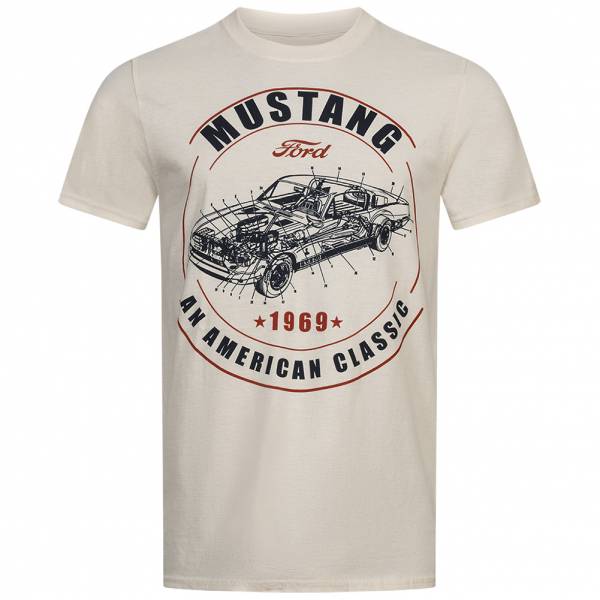 Lizenz MUSTANG American Classic FORD Heren T-shirt POMTS067NAT