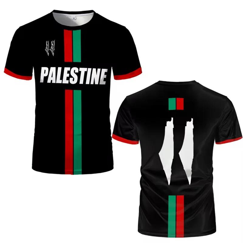 ETST37 Palestina voetbalvlag 3D-print plus-size heren T-shirt casual losse sport snel drogend ademend shirt korte mouwen S
