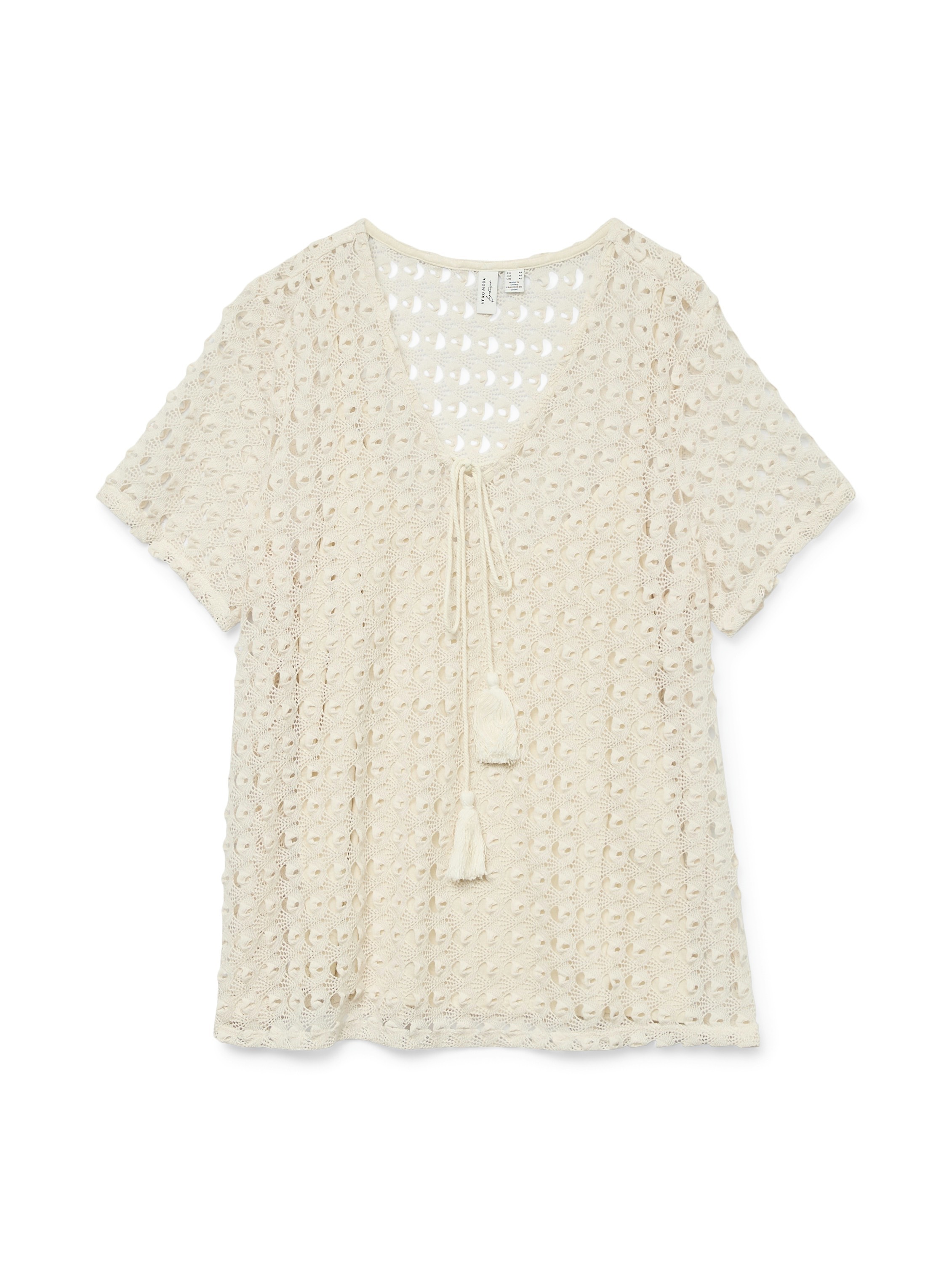 Vero Moda Vmdylie ss v-neck top wvn btq ga ecru
