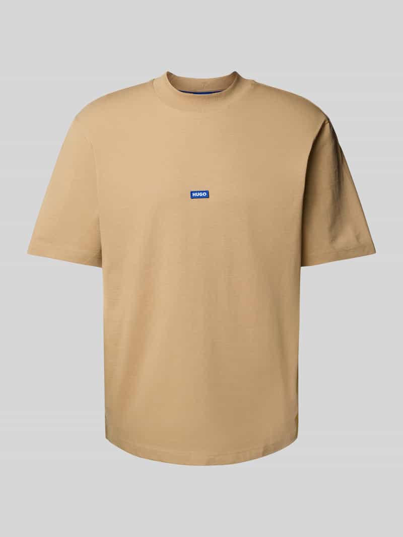 OTTO HUGO Blue T-shirt Nieros met logo-patch