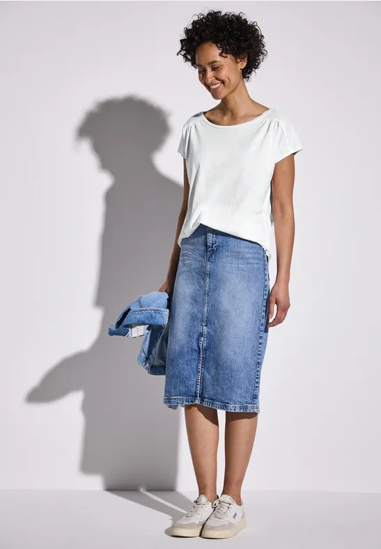STREET ONE Shirttop met aanrimpeling op de schouder