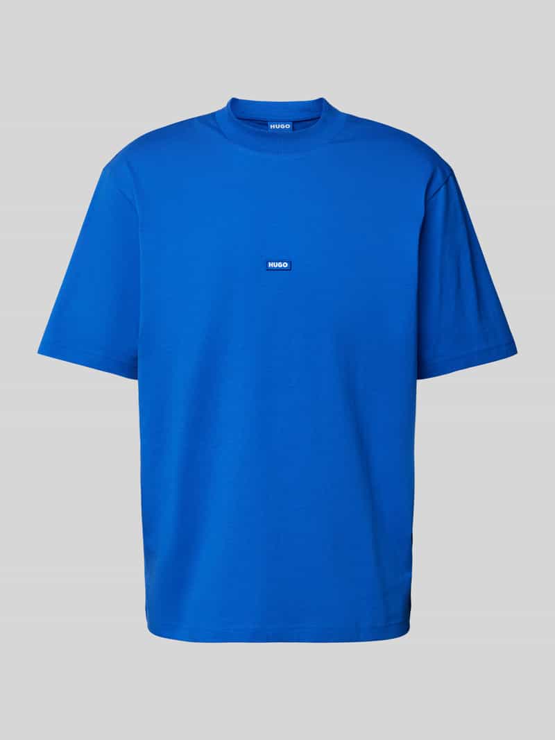 OTTO HUGO Blue T-shirt Nieros met logo-patch