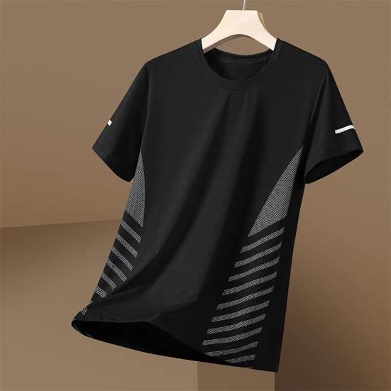 Dahaixin Zomer heren top ijszijde snel drogend mesh korte mouwen grote maten ronde hals losse contrastkleur dunne elastische casual trui dagelijkse sport T-shirt XXXXXL wit