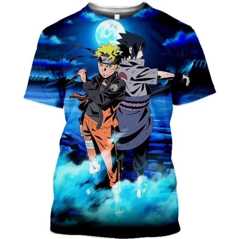 ETST0013 Anime T-shirt Naruto Short Sleeve Uzumaki Naruto T-shirt Uchiha Sasuke 3d Printing Men's Short Sleeve Children's Boy T-shirt Top S