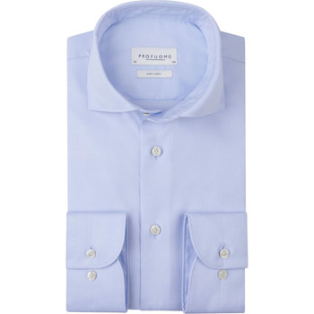 Profuomo Overhemd Lange Mouw  Twill Overhemd Lichtblauw