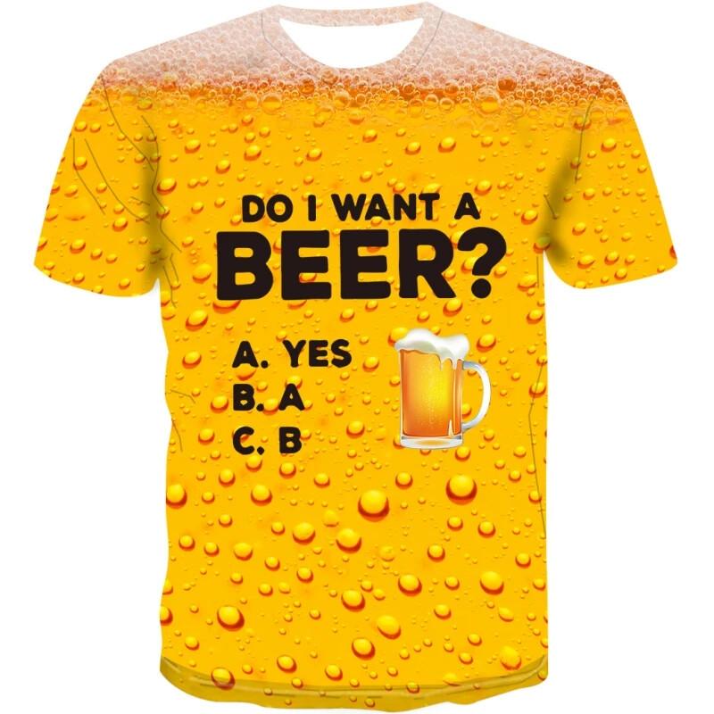 Huiteng Mode Cool Geel T-shirt Fanta drank Bier 3D Geprinte Stijl Casual Sneldrogend T-shirt Ronde Hals heren Tops L