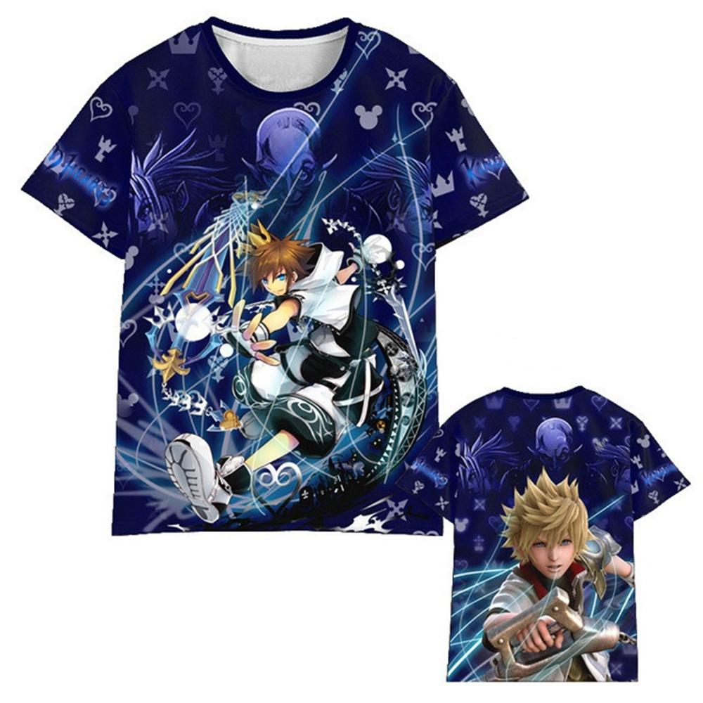 ETST0013 Hot Game Kingdom Hearts 3D Geprint T-shirt Mode Korte mouw Cosplay Street Style Tops Mannen Vrouwen Kinderen T-shirt Maat (100-6XL) 6XL