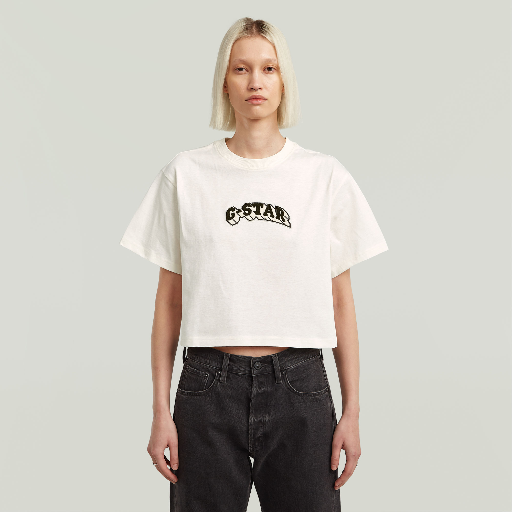 G-Star RAW Felt Logo Boxy T-shirt - Wit - Dames