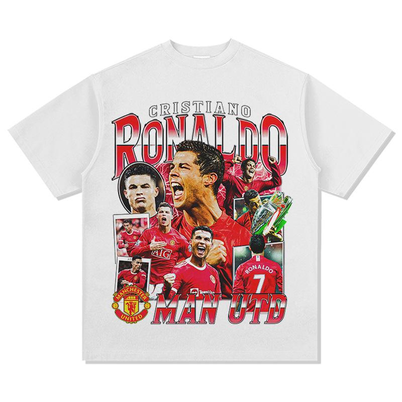 Comfortable season 2025 Voetbalster Cristiano Ronaldo patroon bedrukt T-shirt trend Comfortabel retro 100% katoen ronde hals korte mouw T-shirt M