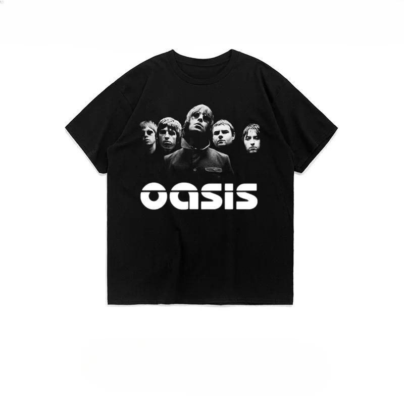 Comfortable season Nieuwe Zomer Mode Katoen Ronde Hals Losse Korte Mouw Oasis Band Rock T-shirt Oasis Band Print T-shirt voor Mannen en Vrouwen L