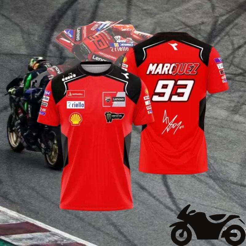Zengyanqin02 Heren Dames MOTO Nieuw Fiets T-shirt Motocross Losse Ademende Sneldrogende Sportshirt Marc Márquez 93 Extra Grote Casual T-shirt XL