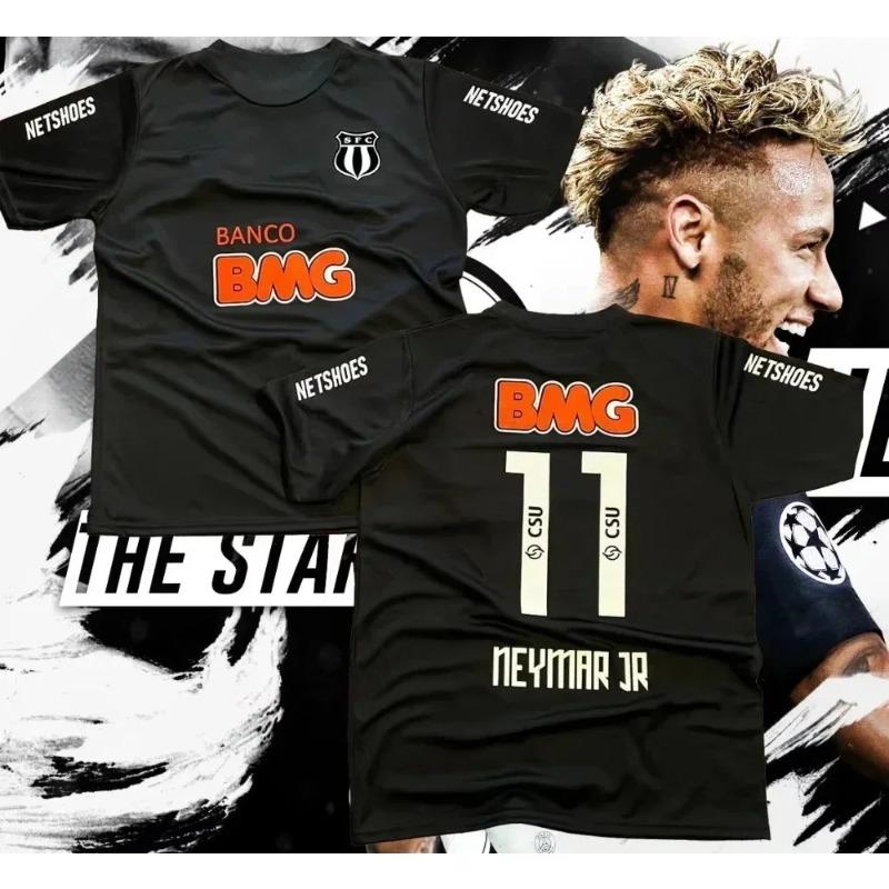 Haijian03 Klassiek Retro Santos Voetbalshirt 11 Santossi Neymar Heren Buitensporten Plus Size 3D Geprint Plus Size Sneldrogend T-shirt S