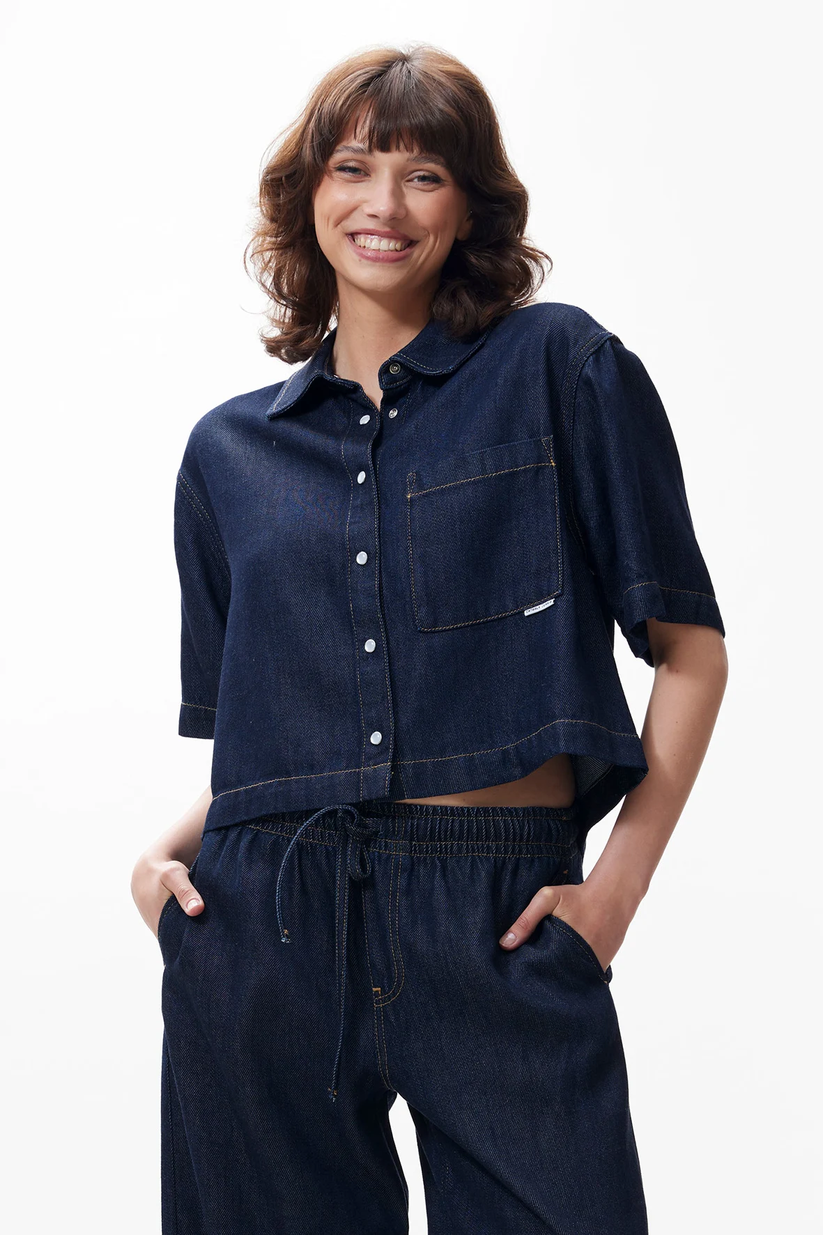 Catwalk Junkie 2503021605 short sleeve denim blouse