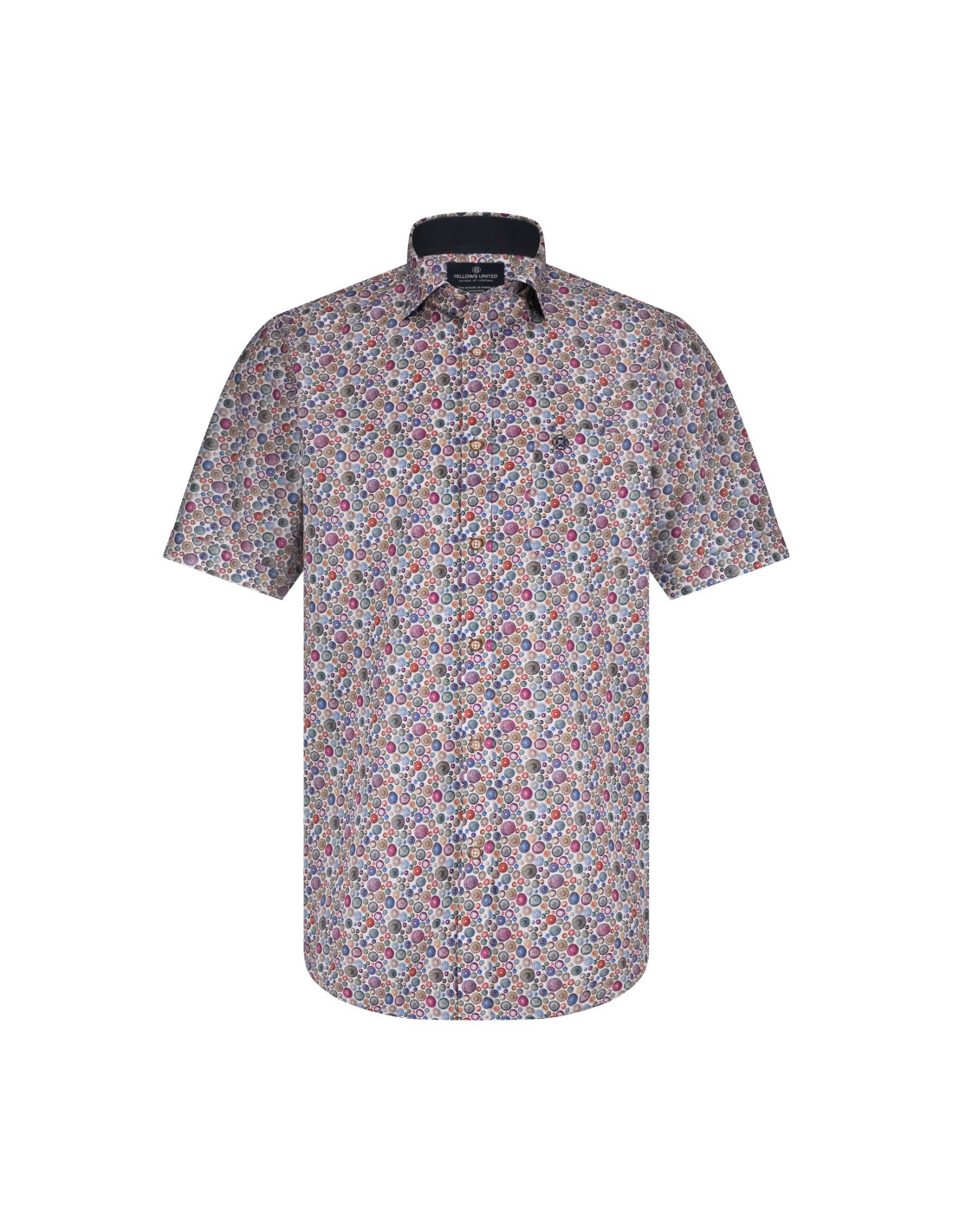 Fellows United Korteouw Overhemd Dots Stretchulticolor 